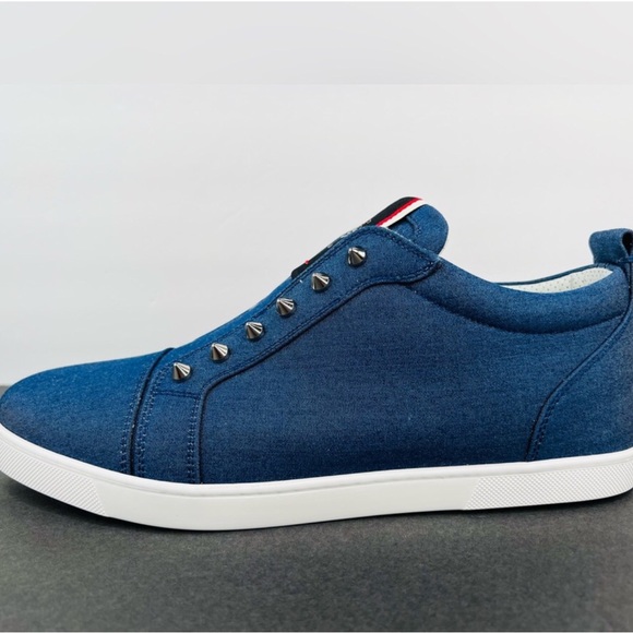Christian Louboutin F.A.V Fique A Vontade Denim Spike Sneakers EU 38 - US 8 - Picture 10 of 11